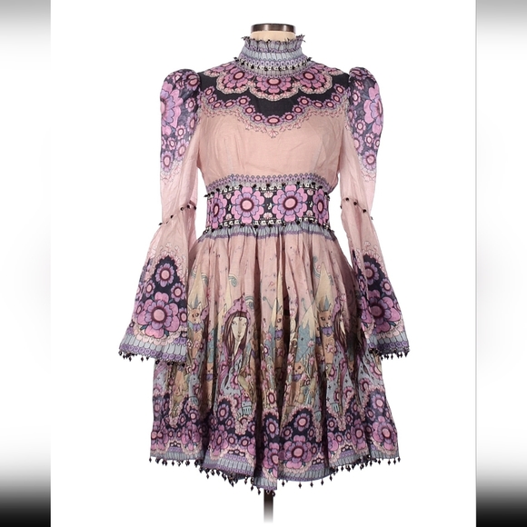 Zimmermann Dresses & Skirts - NWT Zimmermann Celestial Bell Sleeve Mini Gemini Zodiac Print Dress Size 10